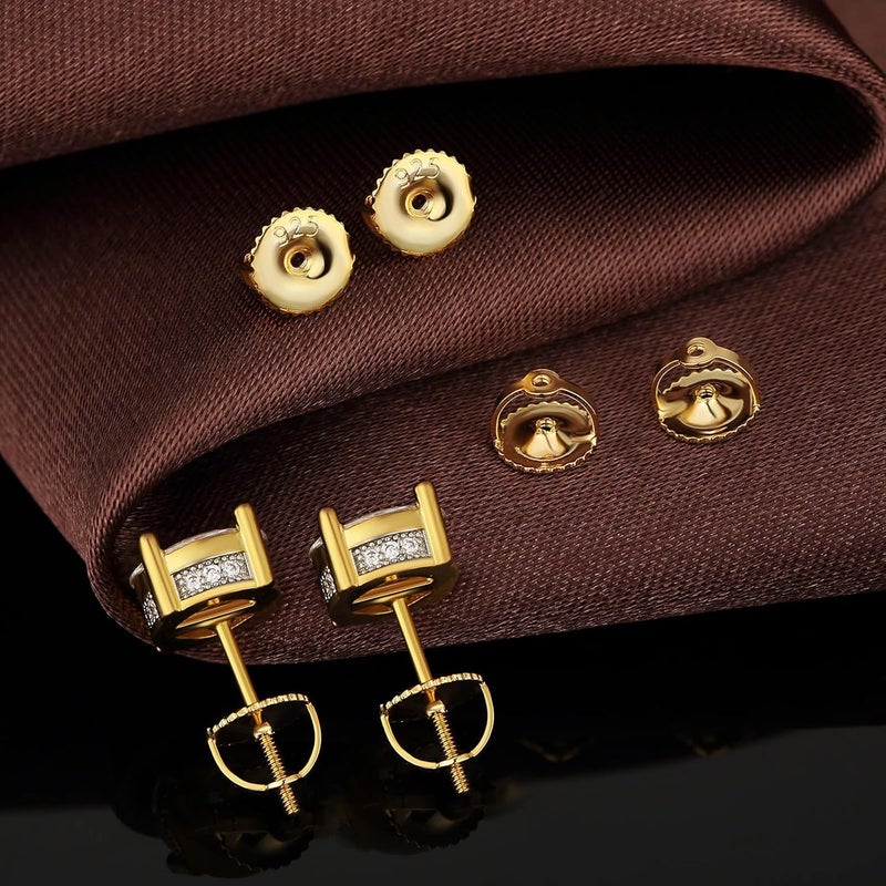 DELECOE 2 Pairs Gold Screw Earring Backs Fit for Threaded Post .032"/20 Gauge, 14K Gold Plated Sterling Silver Screw on Ear Backs Replacements for Diamond Earring Studs, Hypoallergenic Secure - Image 2